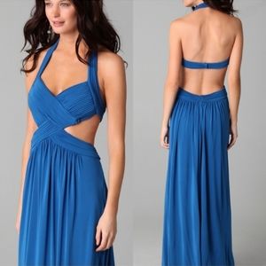BCBG MaxAzria Jordana Blue Cut Out Low Open Back Dress